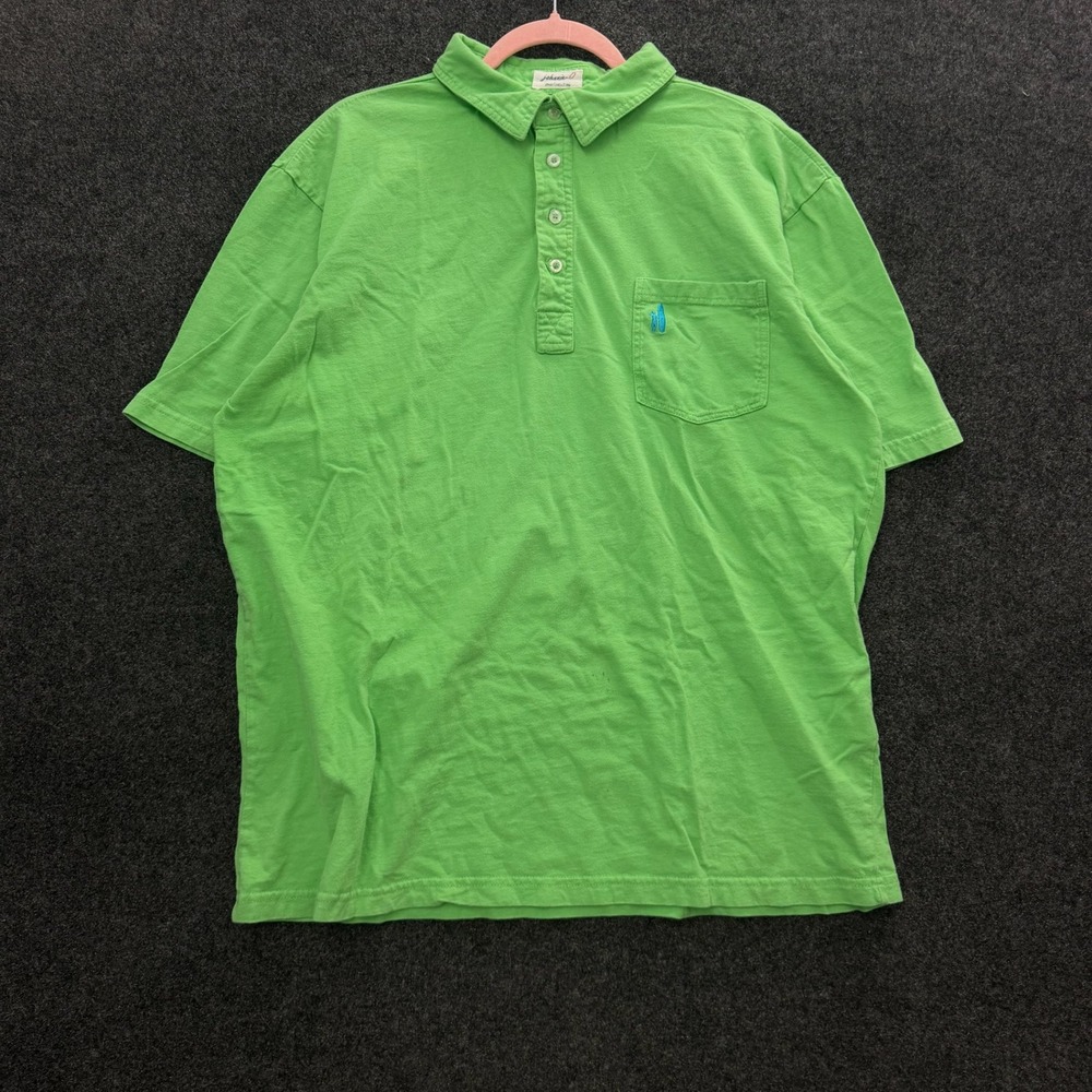 johnnie-O Mens Mojito Green West Coast Prep Cotton Pocket Polo Shirt XL JO101